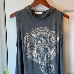 Elephant grey hooded tank